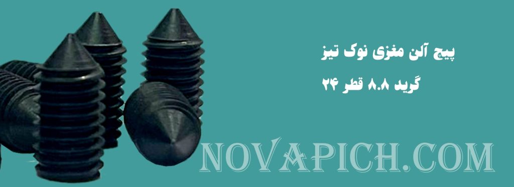 پیچ آلن مغزی نوک تیز گرید 8.8 قطر 24 (din914)