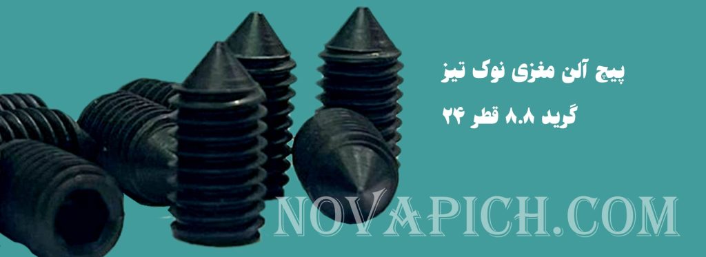 پیچ آلن مغزی نوک تیز گرید 8.8 قطر 24 (din914)