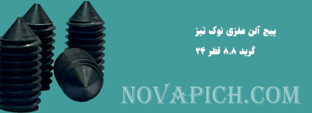 پیچ آلن مغزی نوک تیز گرید 8.8 قطر 24 (din914)